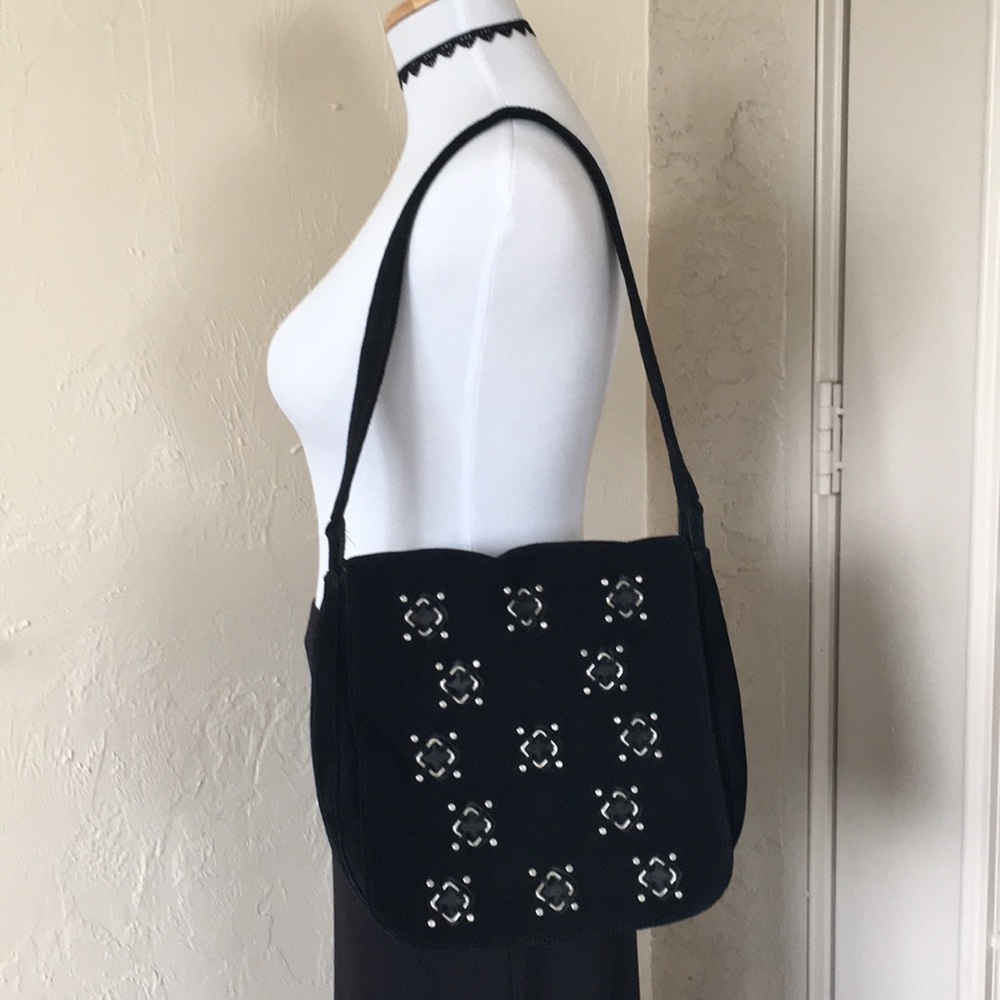 Nine West Black Suede Messenger Bag